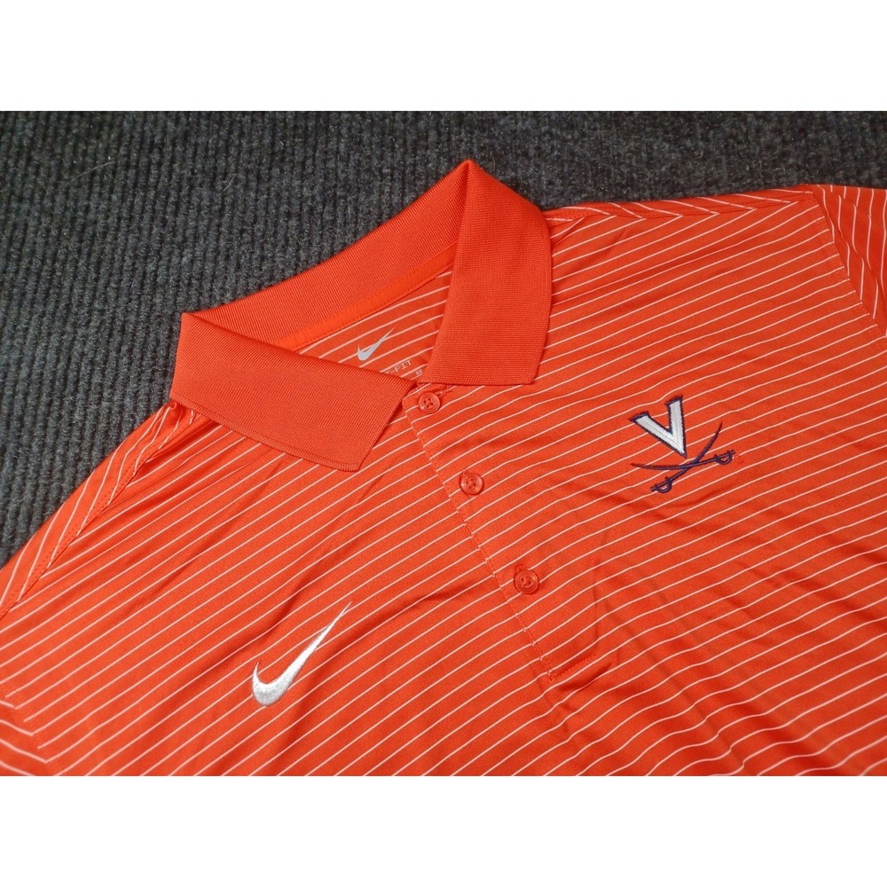 Nike University of Virginia Cavaliers Mens XL Stripe Orange Polo NWT $72 NCAA